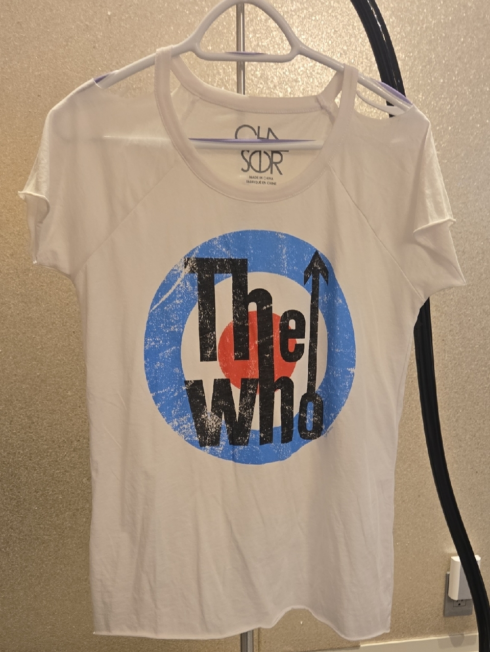 Chaser The Who Logo Tee in White, Blue & Pink